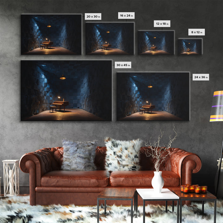 Soundproof Foam Pattern Transformed into Art Framed Canvas Print, Music Studio Art, Room Decor, Studio Decor, Oil Painting, MSA-3x2-47
