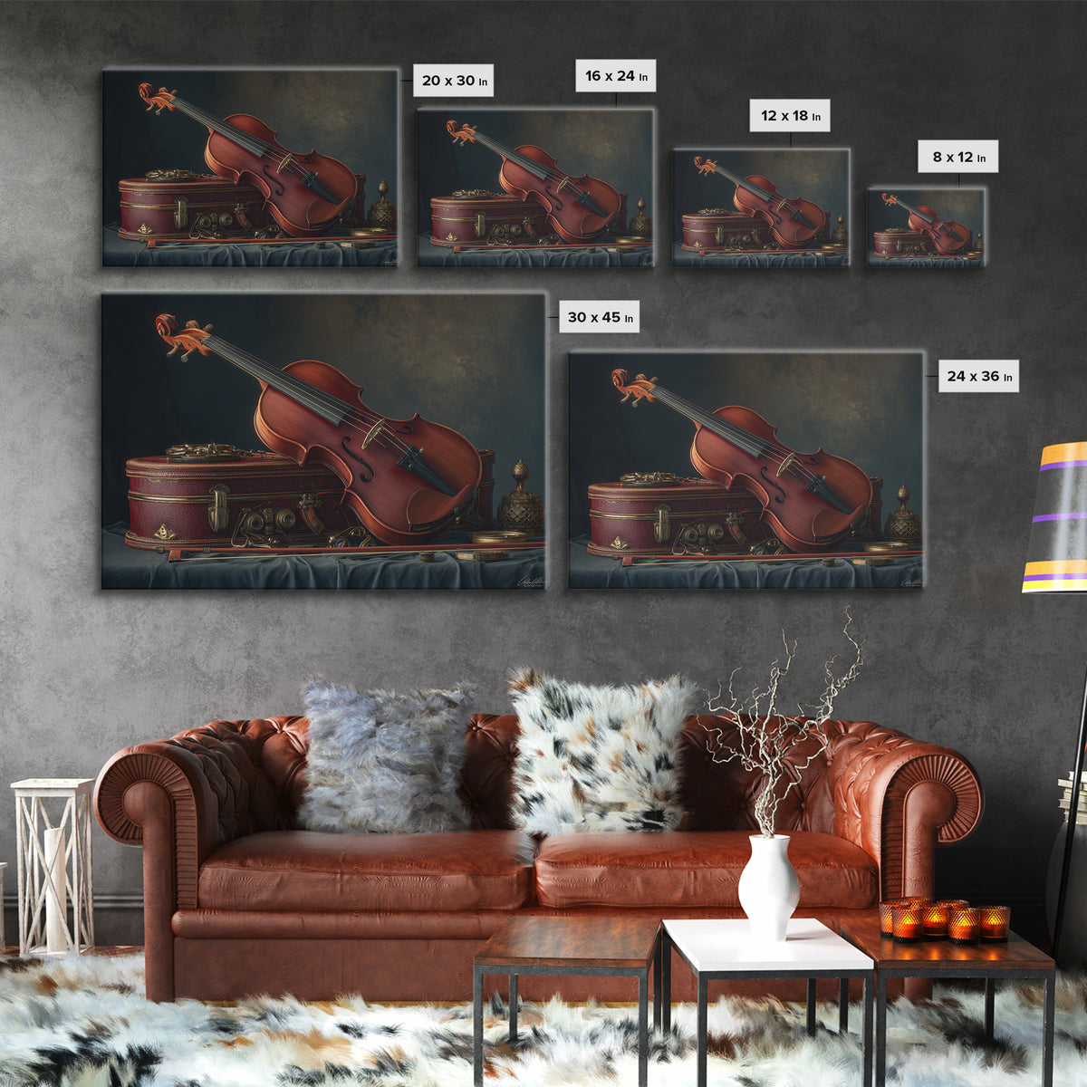Violin and Bow Framed Canvas Print, Music Studio Art, Luxury Decor, Studio Decor, Rhythm, Art Commission, Digital Wall Art, MSA-3x2-92