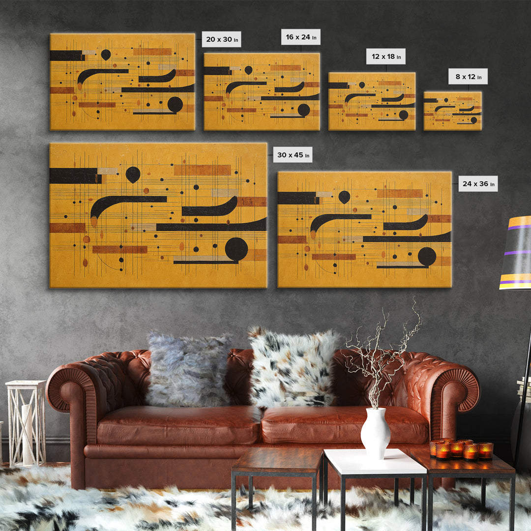 Abstract Rhythm Lines Like Painted Music Framed Canvas Print, Music Studio Art, Minimalist Decor, Studio Decor, Abstract Art, MSA-3x2-99