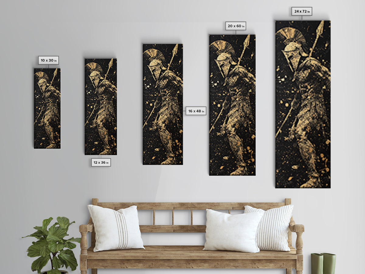 Spartan Warrior Ready For Battle, Gold Canvas Wall Art, Canvas Print, Wood Framed Canvas Art, Roman Inspired Decor