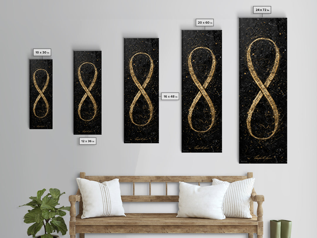 Golden Infinity Symbol - Gold Canvas Wall Art - Wood Framed Art, Man Cave Decor, Infinite Symbol Painting, Gold Painting Art