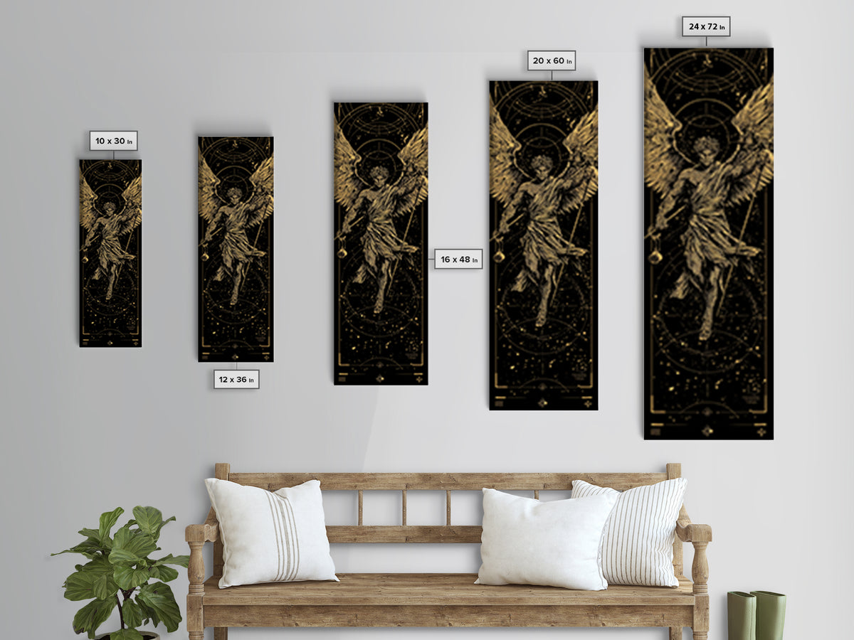 Gold Canvas Print, Astraeus Titan Of Stars Wall Art, Mythical Constellation Decor, Real Wood Frame