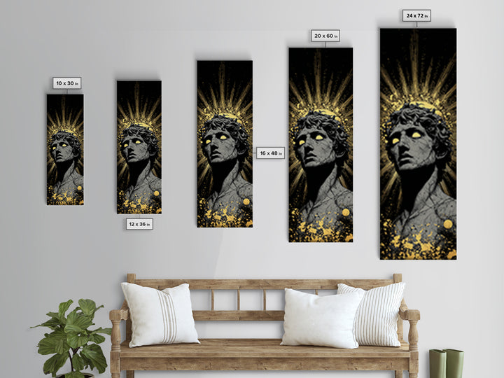 Helios Greek God Gold Canvas Print, Sun God Mythology Art, Radiant Ancient Decor, Real Wood Framed Gold Print