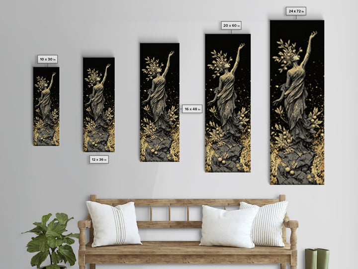 Persephone Gold Canvas Print, Greek Goddess Of Spring Wall Art, Underworld Queen Decor, Real Wood Framed Print