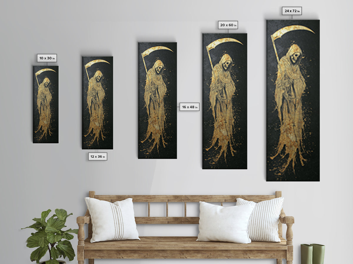 Thanatos Gold Canvas Art, Greek God Of Death Canvas Print, Underworld Wall Decor, Real Wood Framed Mythology Artwork