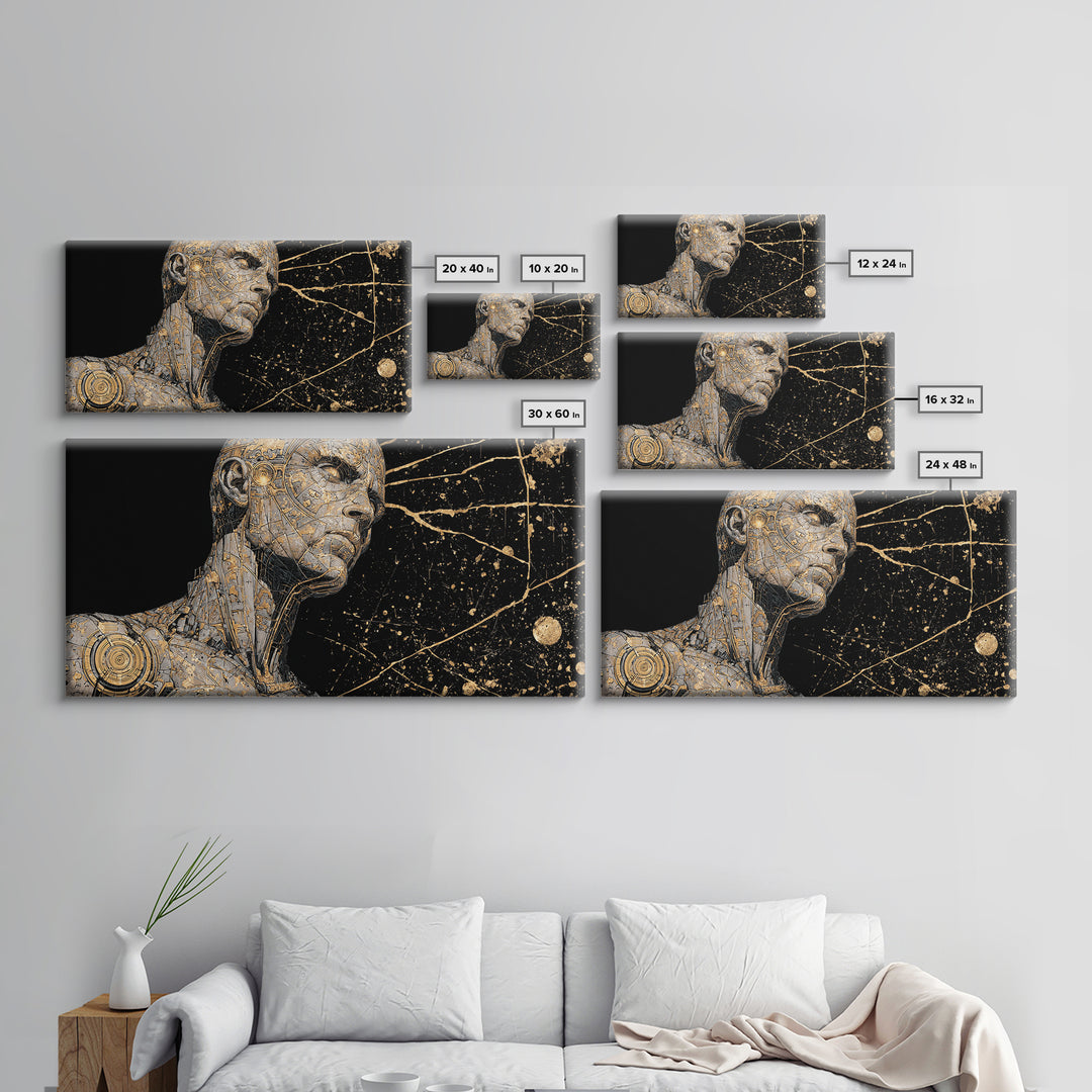 Gold Canvas Print, Coeus God of Intelligence, Greek Mythology Wall Art, Ancient Greece Decor, Luxury Gold Foil Artwork