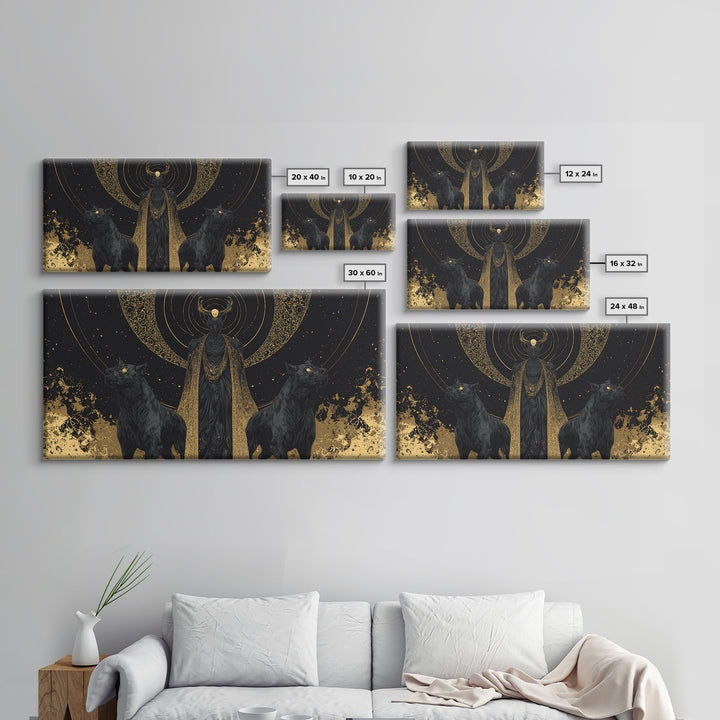 Hades Gold Canvas Art, Mythology God Of The Dead Wall Decor, Greek God Canvas Print, Real Wood Frame, Luxury Dark Gothic Wall Artwork