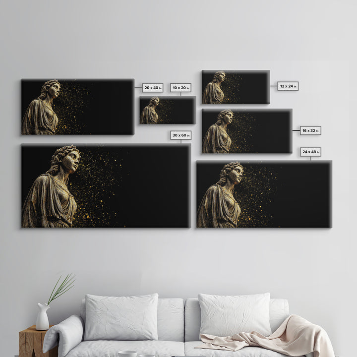 Helen of Troy Gold Canvas Art, Ancient Greek Mythology Figure, Elegant Classical Portrait, Legendary Beauty Wall Decor