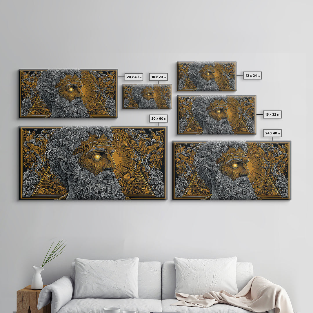 Pythagoras Greek Philosopher Gold Canvas Print, Ancient Wisdom Wall Art, Real Wood Frame, Intellectual Gift