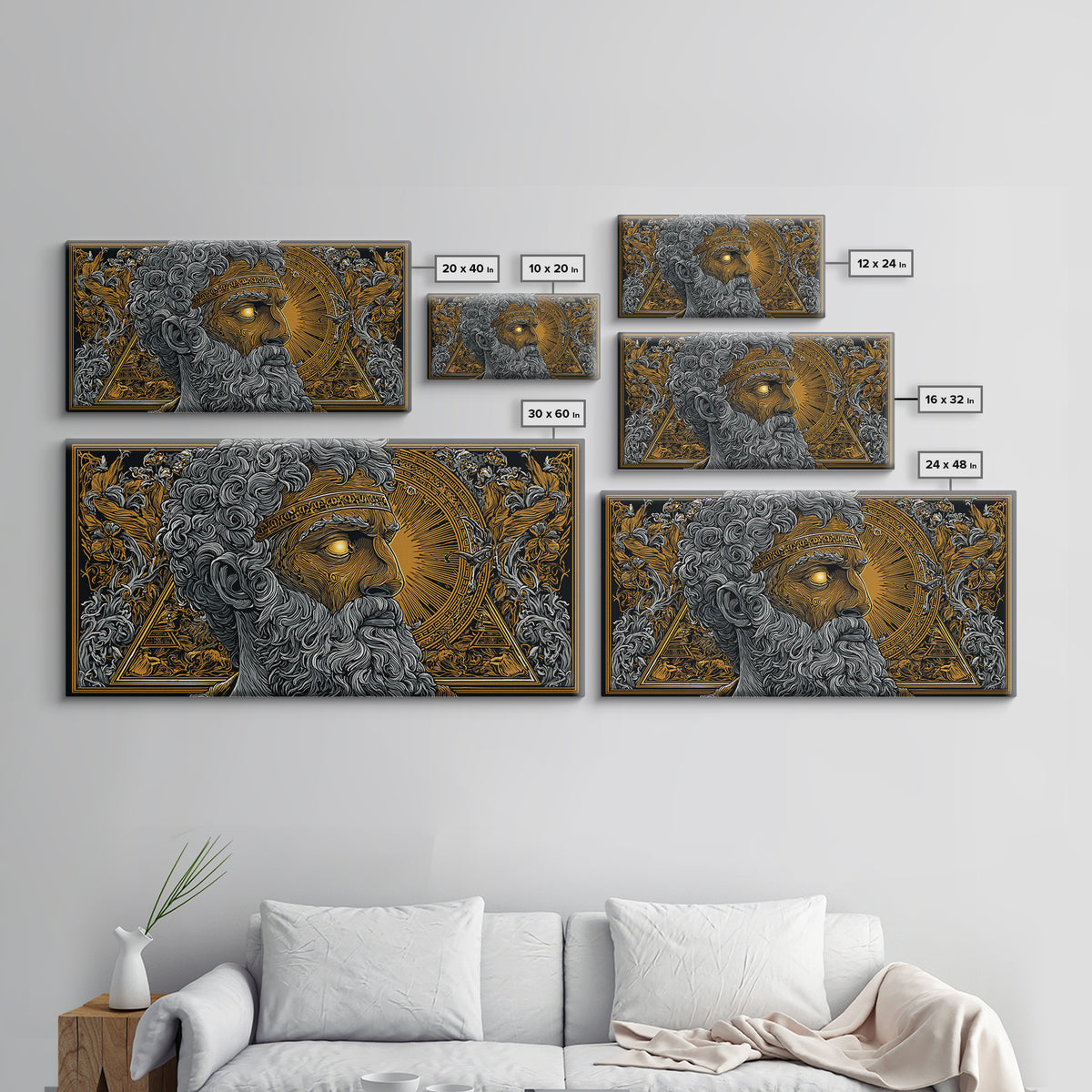 Pythagoras Greek Philosopher Gold Canvas Print, Ancient Wisdom Wall Art, Real Wood Frame, Intellectual Gift