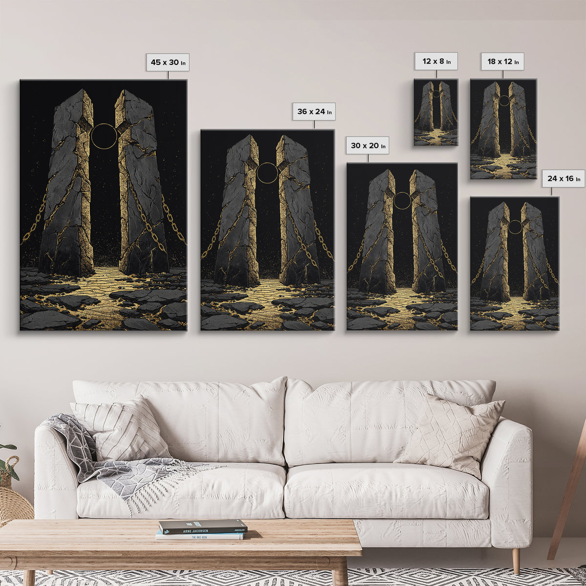 Gate Of Olympus, Abstract Mythology Wall Art, Canvas Gold Canvas Print, Ancient Greek Decor, Surreal Fantasy, Wood Frame