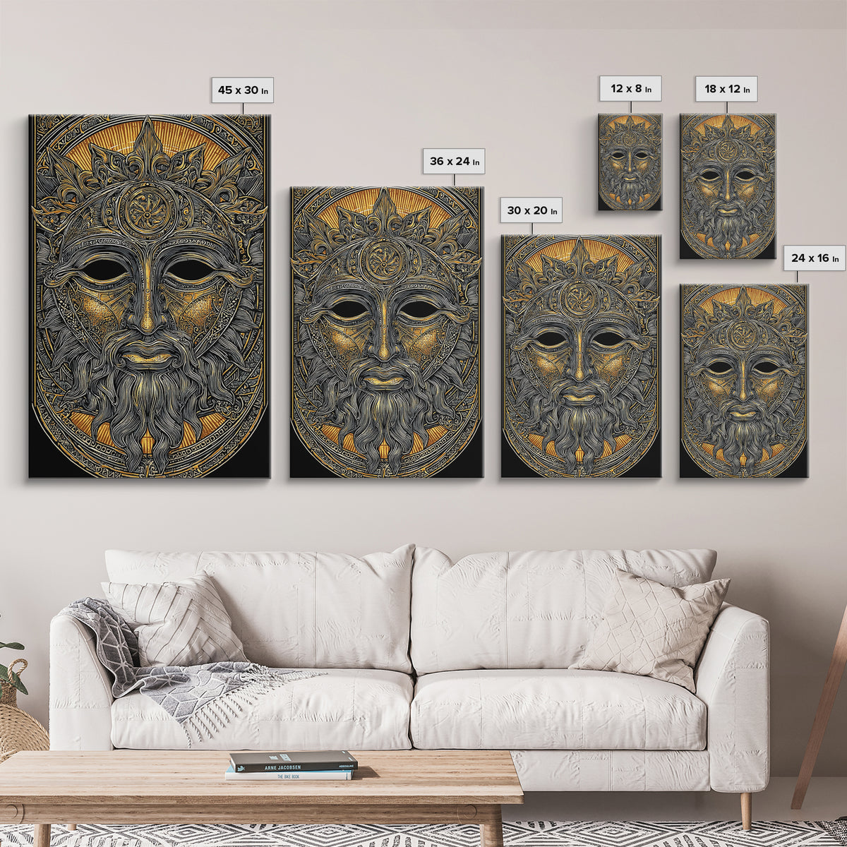 Agamemnon Greek Mythology Canvas Gold Canvas Print, Ancient Warrior King Artwork, Real Wood Framed Wall Art Decor
