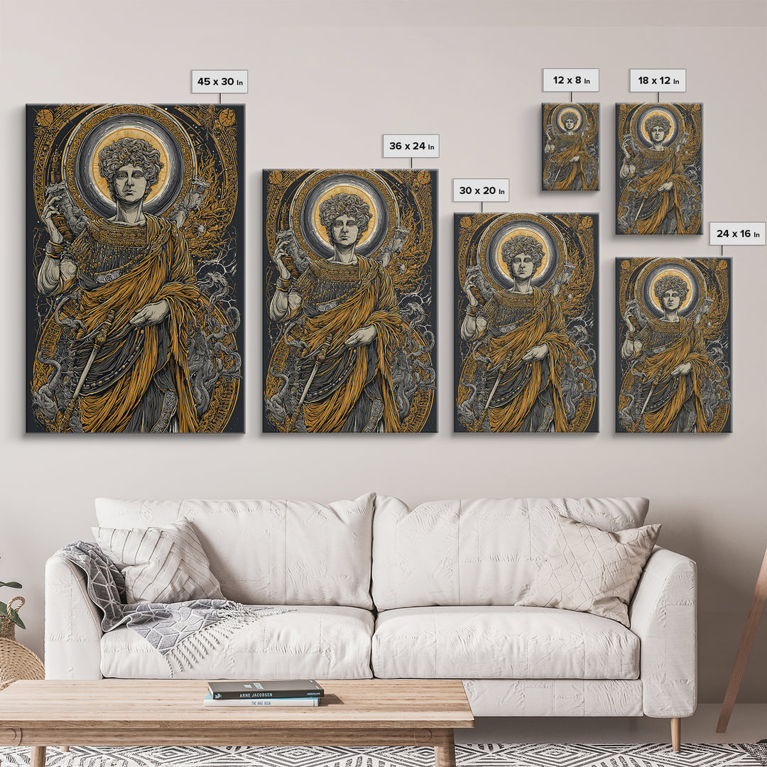 Agrippina Roman Empress Canvas Gold Canvas Print, Classical Goddess Inspired Artwork, Real Wood Frame Mythology Wall Decor