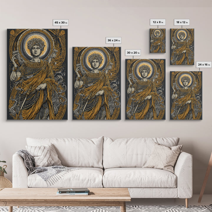 Agrippina Roman Empress Canvas Gold Canvas Print, Classical Goddess Inspired Artwork, Real Wood Frame Mythology Wall Decor
