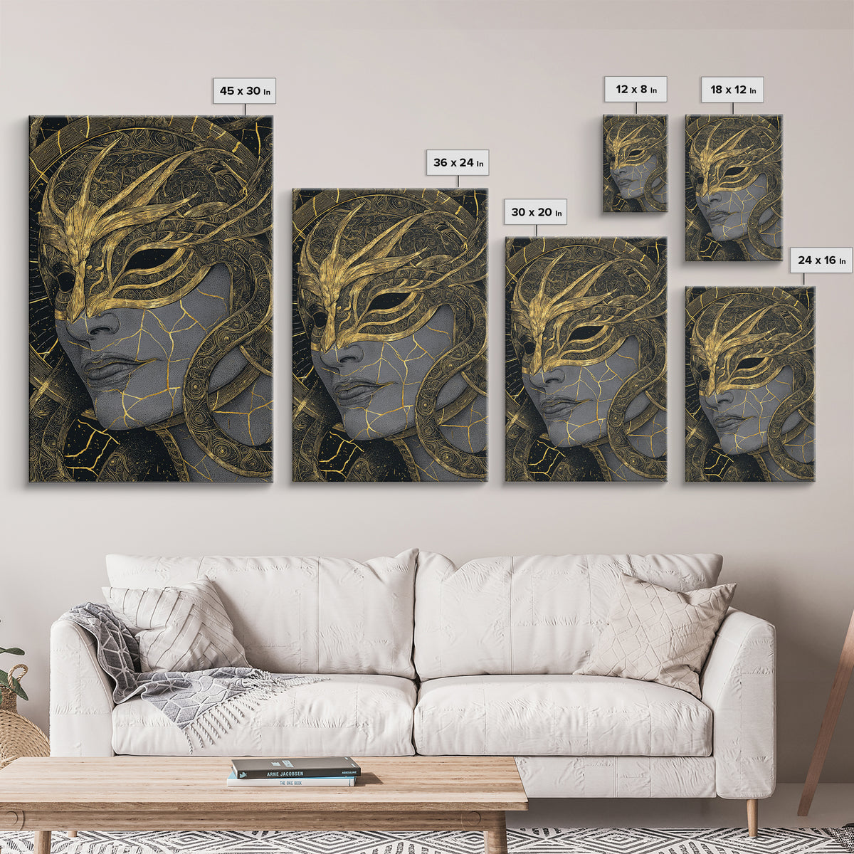 Ananke Mythological Canvas Gold Canvas Print, Greek Goddess Of Inevitability Artwork, Real Wood Frame Wall Art Decoration