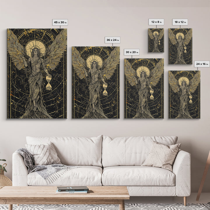 Astraeus God Of Dusk Mythological Figure, Canvas Gold Canvas Print, Real Wood Frame, Greek Titan Wall Decor, Celestial Art