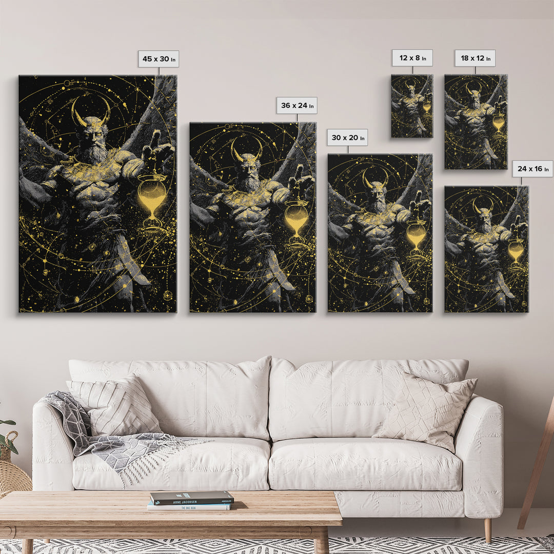 Astraeus Starry Night Mythology, Canvas Gold Art Print, Real Wood Frame, Greek Titan Wall Art, Astrology Inspired Decor