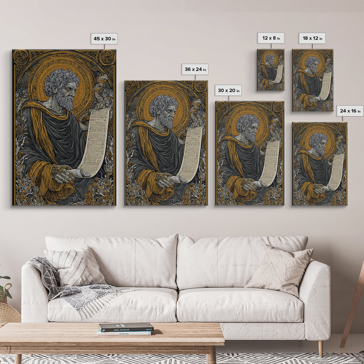 Claudius Canvas Gold Canvas Print, Roman Emperor Regal Illustration, Classical History Wall Art, Real Wood Framed Design
