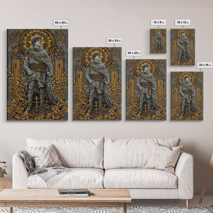 Constantine Canvas Gold Canvas Print, Byzantine Emperor Mosaic Style Artwork, Ancient Roman History Wall Art, Wood Framed