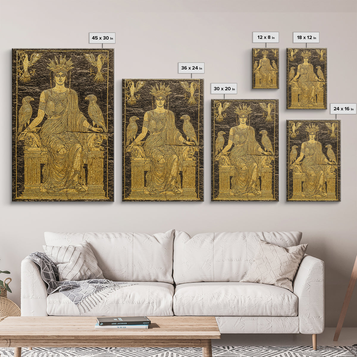 Ancient Goddess Hera Mosaic Canvas Gold Canvas Print, Mythology Inspired Art, Regal Home Decor, Wood Framed Wall Art