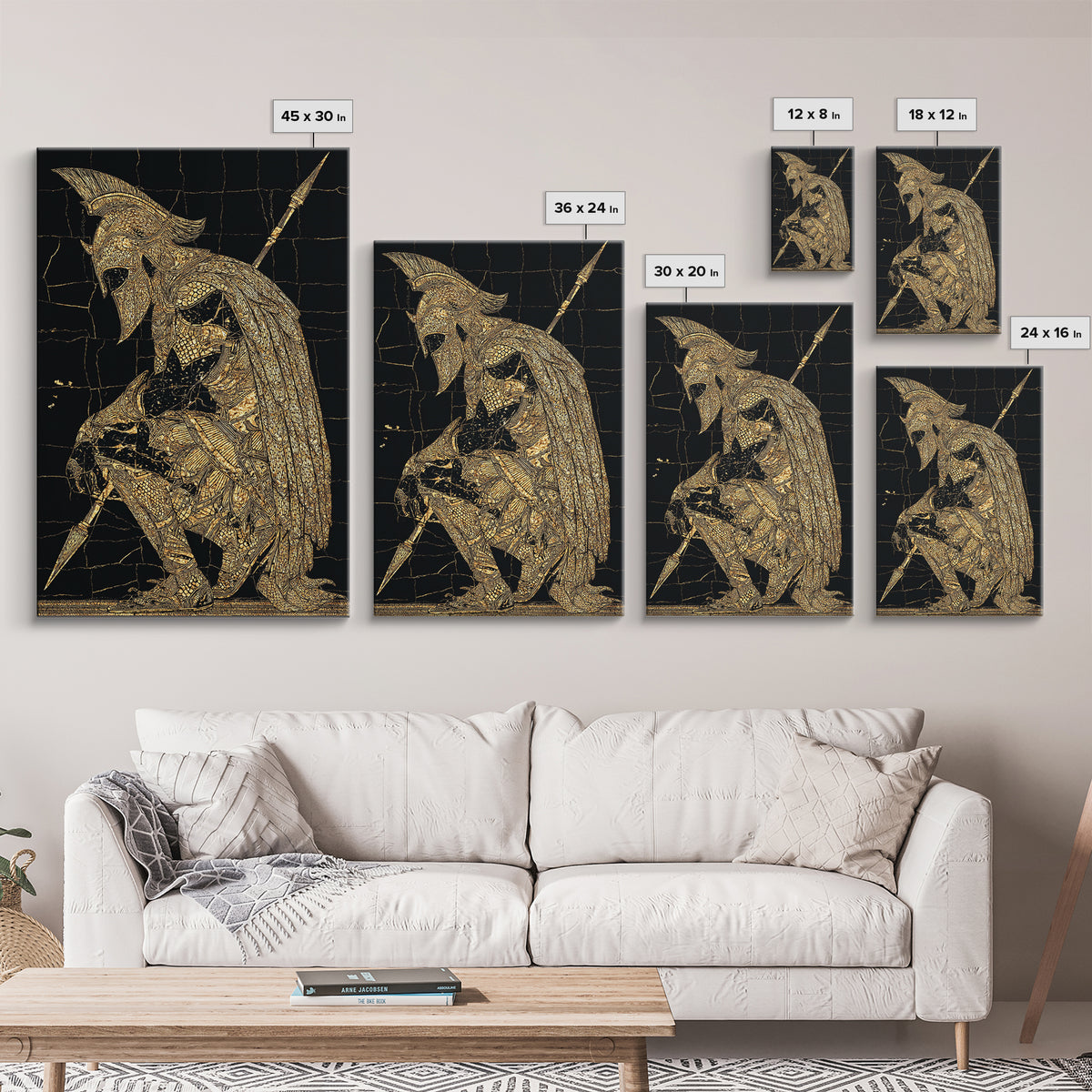 Snake Goddess Medusa Canvas Gold Canvas Print, Mythology Wall Art, Serpent Monster Artwork, Ancient Fantasy Decor Real Wood Frame