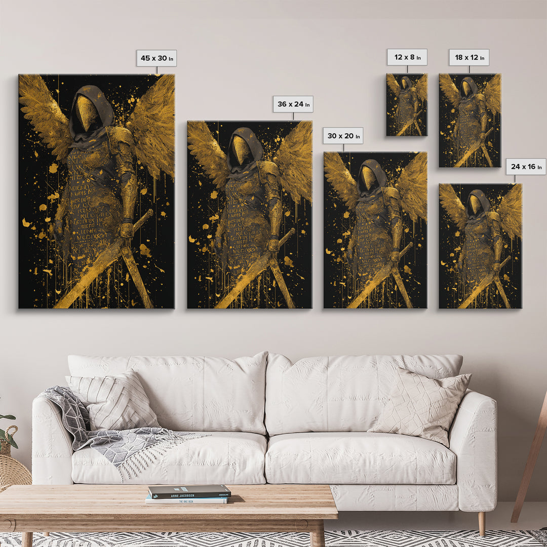 Medusa Serpent Head Canvas Gold Canvas Print, Classical Myth Wall Art, Ancient Monster Artwork, Legendary Creature Decor Wood Frame