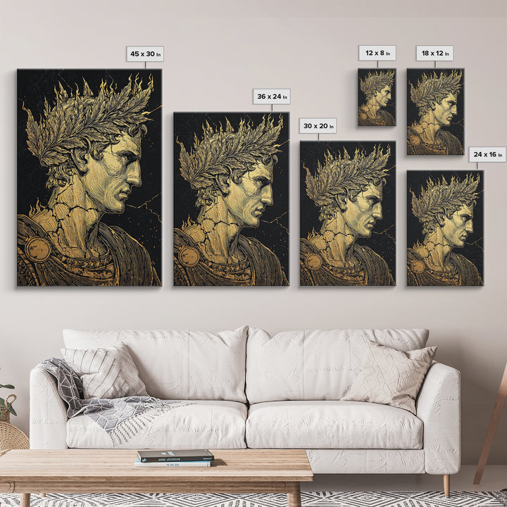 Mythical Goddess Canvas Gold Canvas Print, Ancient Fantasy Wall Art, Mystical Woman With Symbols, Mythology Inspired Real Wood Frame
