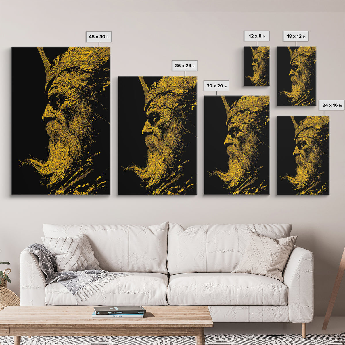 Canvas Gold Canvas Print, Abstract Face Art, Luxury Modern Wall Decor, Surreal Lips Artwork, Real Wood Frame Home Art