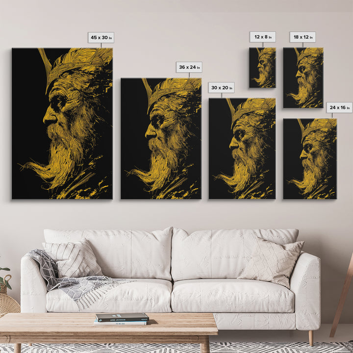 Canvas Gold Canvas Print, Abstract Face Art, Luxury Modern Wall Decor, Surreal Lips Artwork, Real Wood Frame Home Art