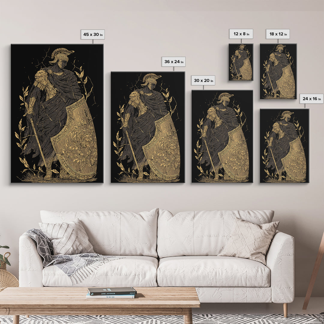 Chariot Goddess Canvas Gold Canvas Print, Ancient Mythology Art, Real Wood Frame, Celestial Wall Decor, Luxury Artwork