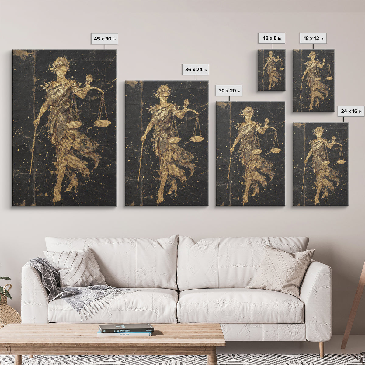 Hooded Death Canvas Gold Canvas Print, Gothic Skeleton Artwork, Mythology Inspired Grim Reaper Wall Art, Real Wood Frame Decor