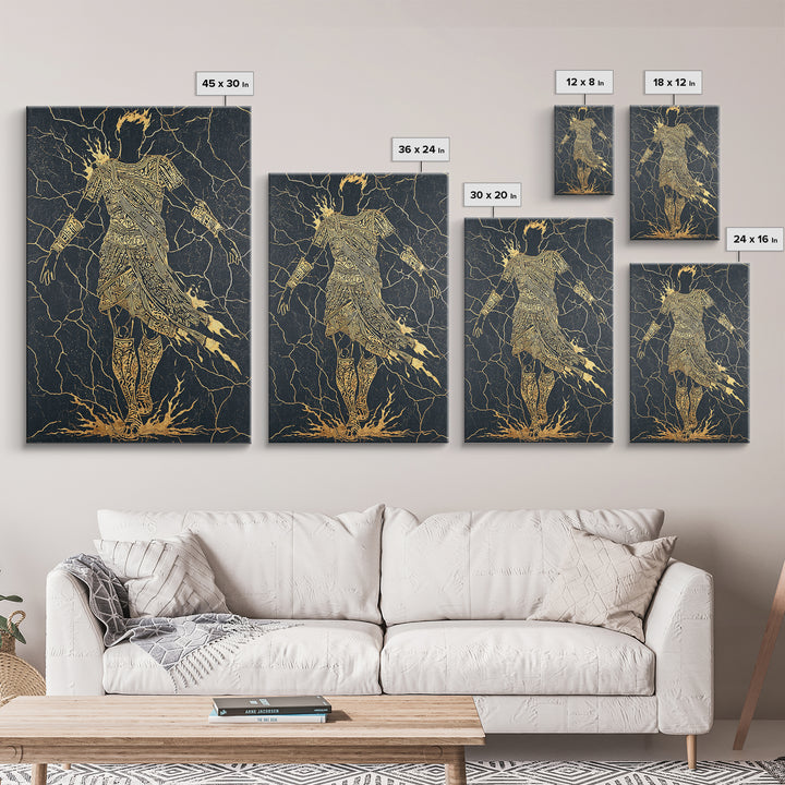 Mythology Inspired Canvas Gold Canvas Print, Roman Emperor Wall Art, Historical Home Decor, Ancient Regal Artwork, Real Wood Frame