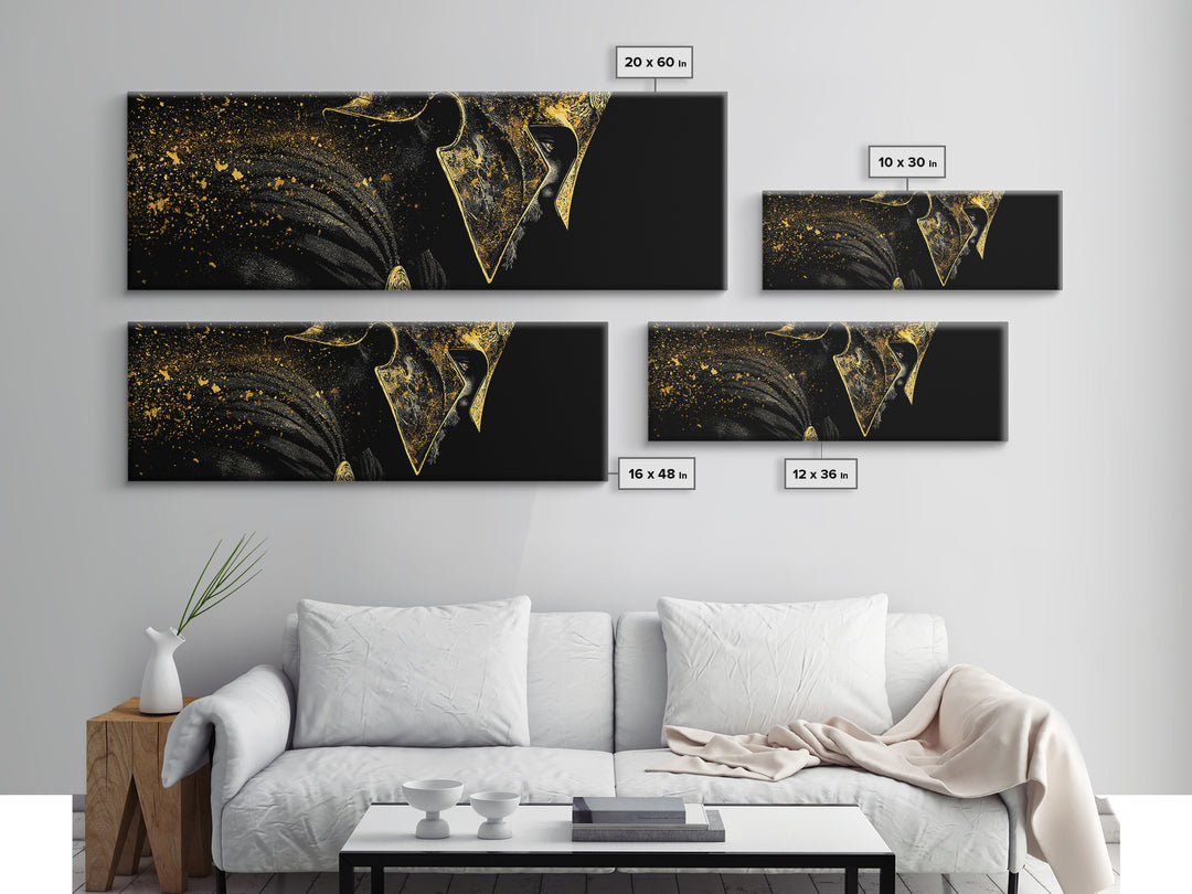 Spartan Helmet Side View, Mythological Greek Warrior Armor Decorative Wall Artwork, Gold Canvas Print, Real Wood Frame Art