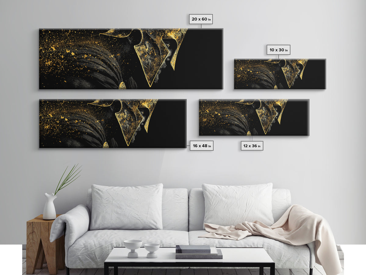 Spartan Helmet Side View, Mythological Greek Warrior Armor Decorative Wall Artwork, Gold Canvas Print, Real Wood Frame Art