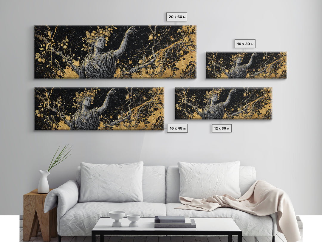 Persephone Harvest Gold Canvas Print, Goddess Wall Art, Real Wood Frame, Mythology Artwork For Home Or Office