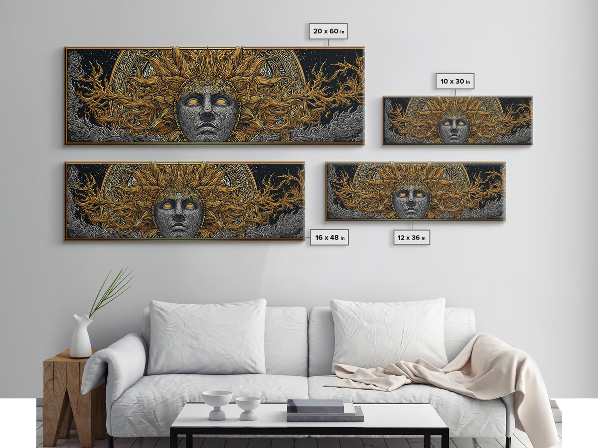 Prometheus God Gold Canvas Art, Mythology Inspired Wall Print, Real Wood Frame Canvas Print, Regal Decor Statement Piece