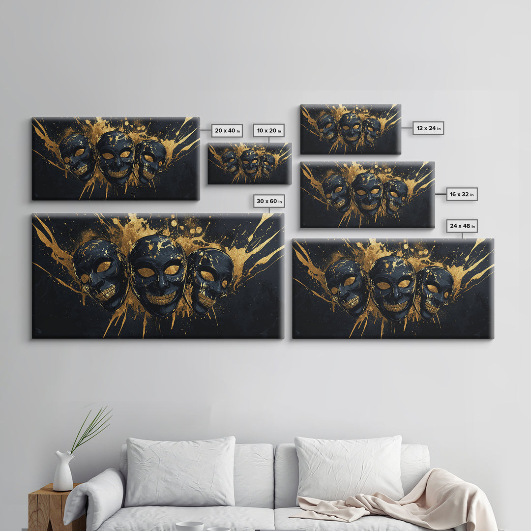 Sacred Goddess Gold Canvas Print, Ornate Splatter Art On Canvas, Real Wood Frame Wall Décor, Mystical Divine Artwork