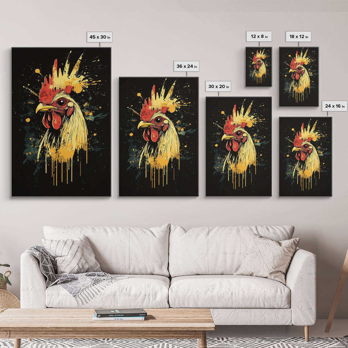 Baining Tribal Mask Gold Canvas Art, Splatter Style Face Artwork, Ethnic Tribal Wall Hanging Decor, Real Wood Frame