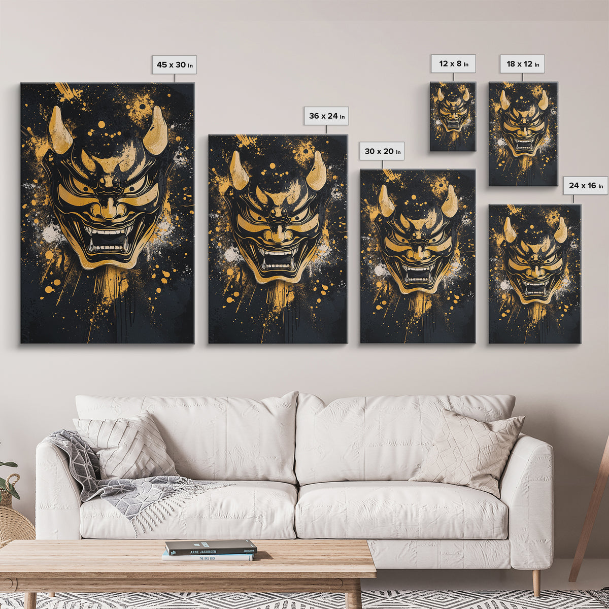 Deer Head Gold Canvas Print, Splatter Wildlife Wall Art, Rustic Modern Decor, Real Wood Frame, Bold Nature Inspired Artwork
