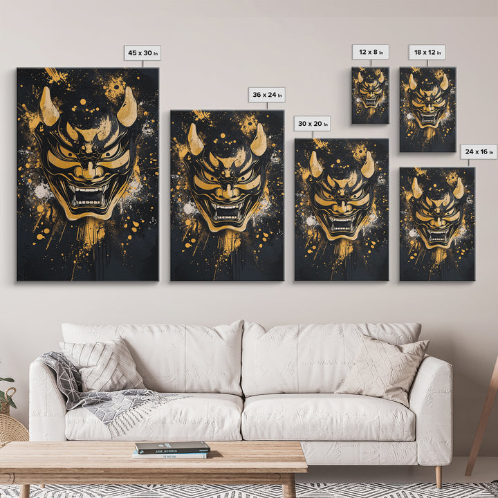 Deer Head Gold Canvas Print, Splatter Wildlife Wall Art, Rustic Modern Decor, Real Wood Frame, Bold Nature Inspired Artwork
