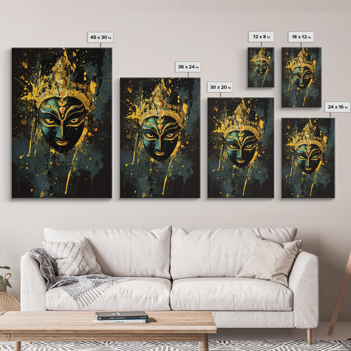 Mystical Goddess Face Artwork,Spiritual Wall Decor,Real Wood Frame,Bold Divine Art,Striking Sacred Home Accent