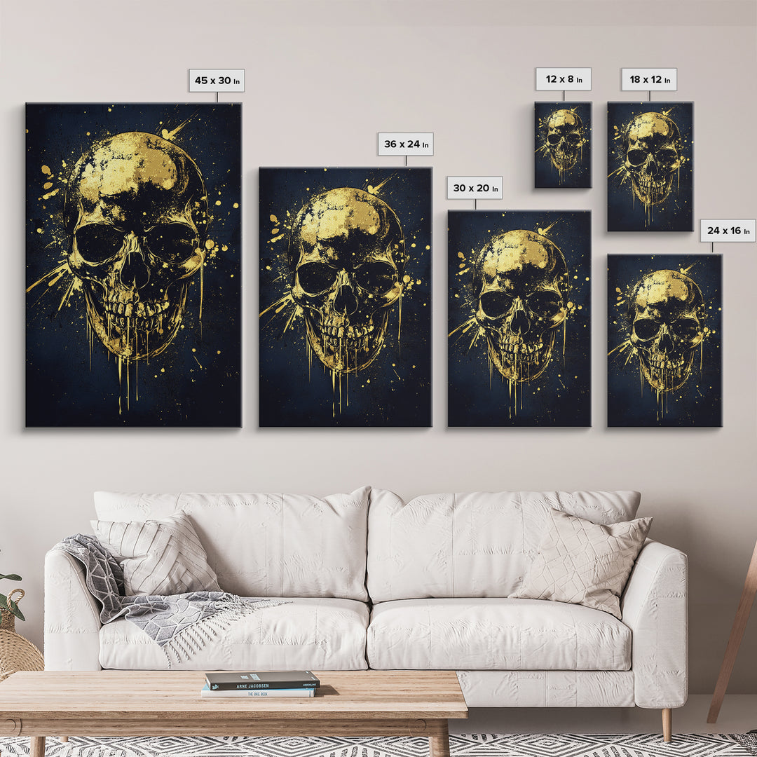 Bold Skull Artwork,Modern Gothic Wall Decor,Real Wood Frame,Striking Macabre Art,Edgy Statement Home Accent