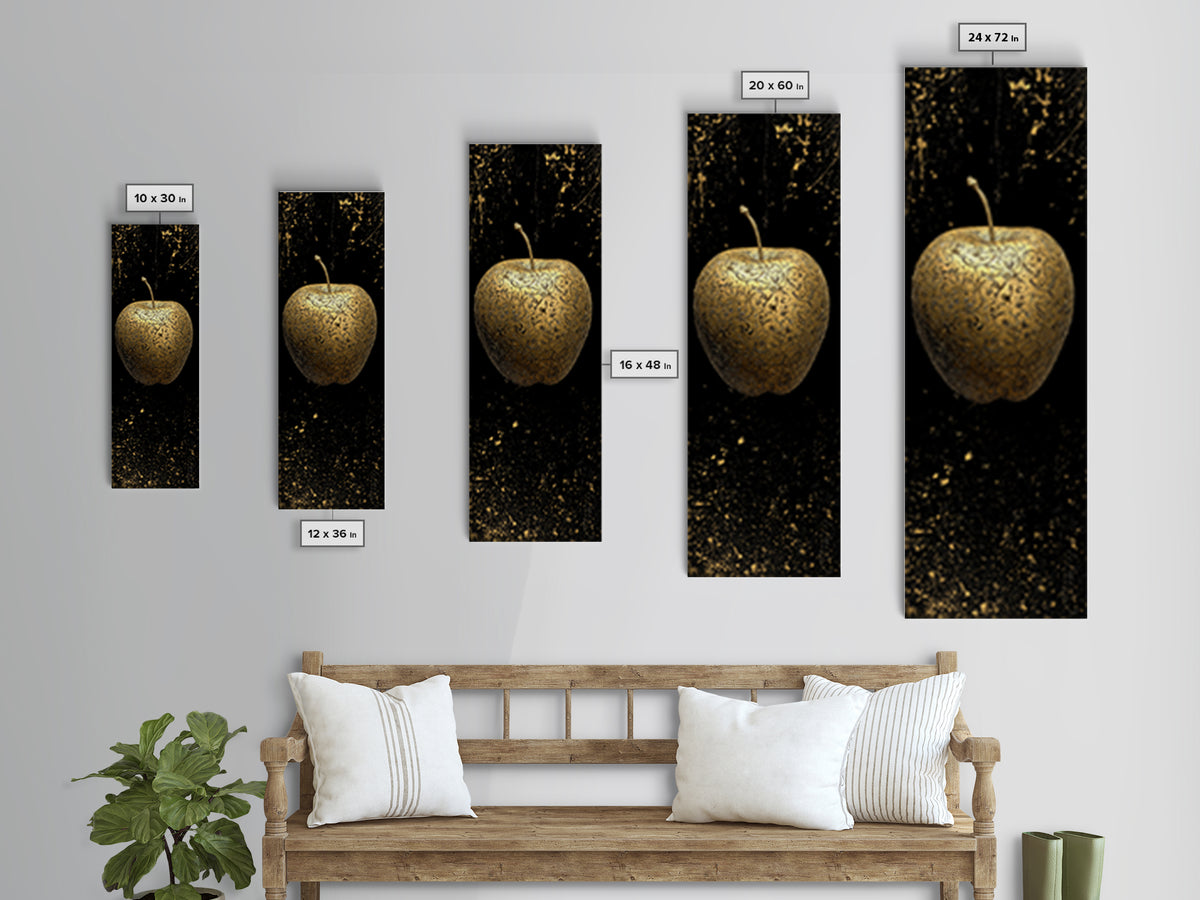 Golden Apple of Idunn Canvas Gold Art Canvas Art, Norse Mythology Wall Decor, Viking Man Cave or Office Art in natural wood frame