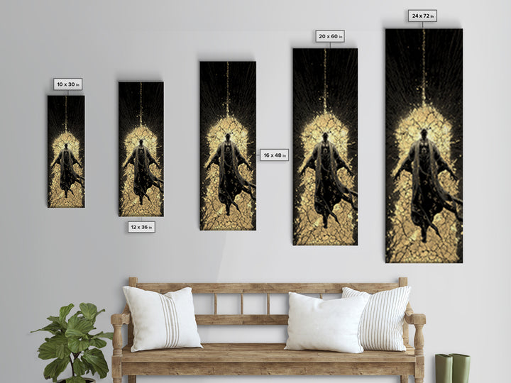 Norse God Ascension Canvas Gold Art Canvas Art | Viking Mythology Wall Art | Bold Nordic Office Decor with Natural Wood Frame