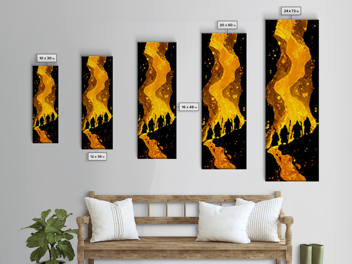 Nordic Einherjar Warriors Canvas Gold Art, Viking Canvas Art for Mythology Lovers, Office Art or Dad Gift, Bold Statement Piece in Solid Wood Frame