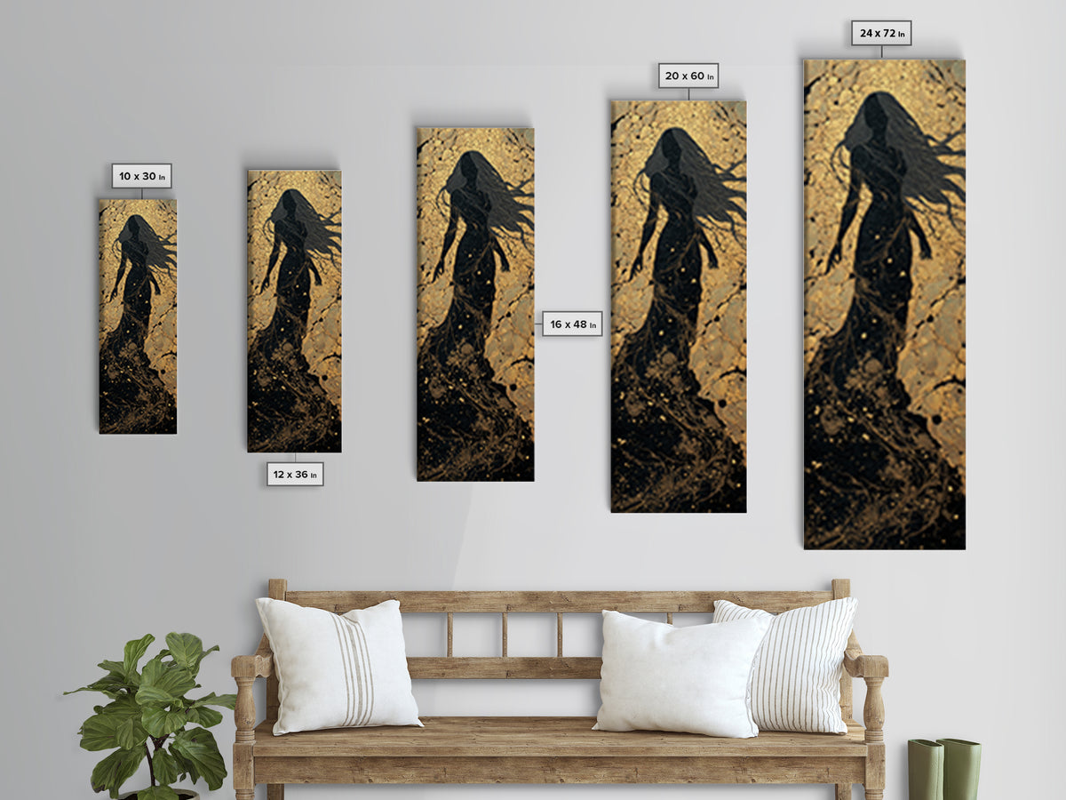 Freyja Goddess Canvas Gold Art, Norse Mythology Canvas Art Featuring Viking Goddess of Love, Man Cave or Office Art Beautifully Framed in Wood