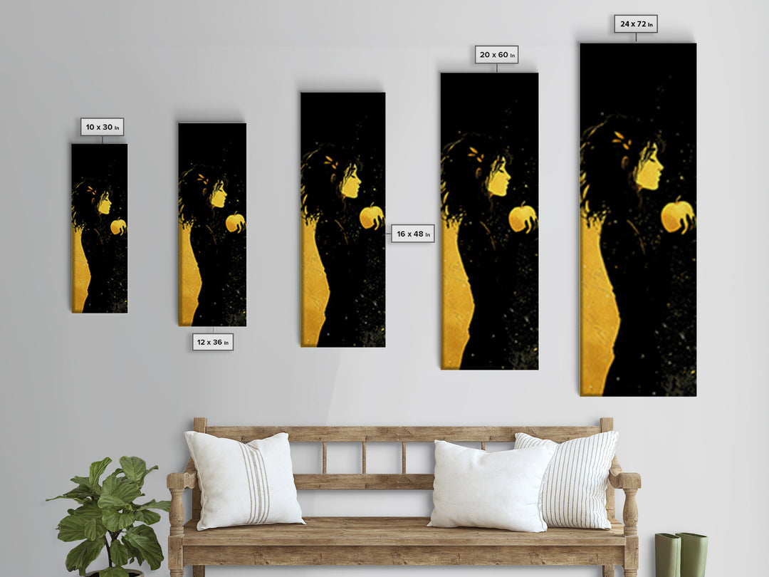 Idunn with Golden Apple Canvas Gold Art – Norse Goddess Canvas Art, Viking Mythology wall décor framed in natural wood