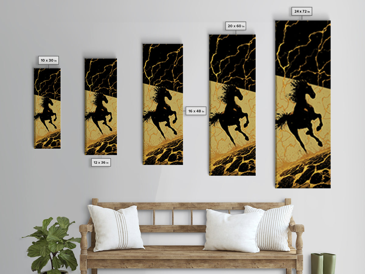 Sleipnir Odin’s Horse Canvas Gold Art, Viking Canvas Art Norse Mythology Decor, Nordic Warrior Office Wall Art Framed in Real Wood