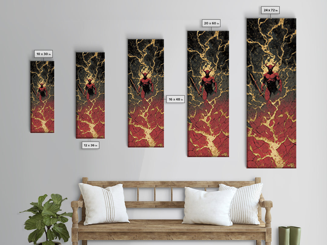 Surtur Canvas Gold Art, Viking Canvas Art Norse Fire Giant Mythology Decor, Bold Man Cave or Office Wall Hanging in Real Wood Frame