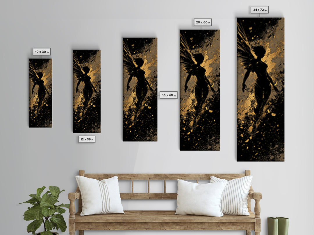 Valkyrie Canvas Gold Art Nordic Mythology Wall Decor, Canvas Art for Man Cave or Office, framed in natural wood for bold style